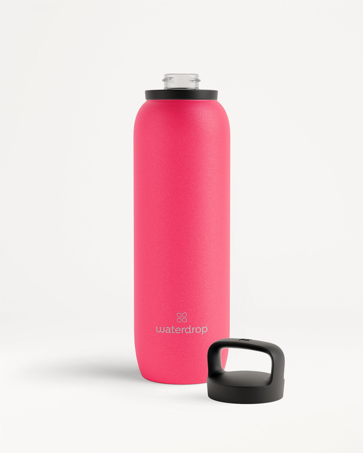 All-Purpose Thermo · Spout Lid, pinke Edelstahlflasche mit abgenommenem Deckel.