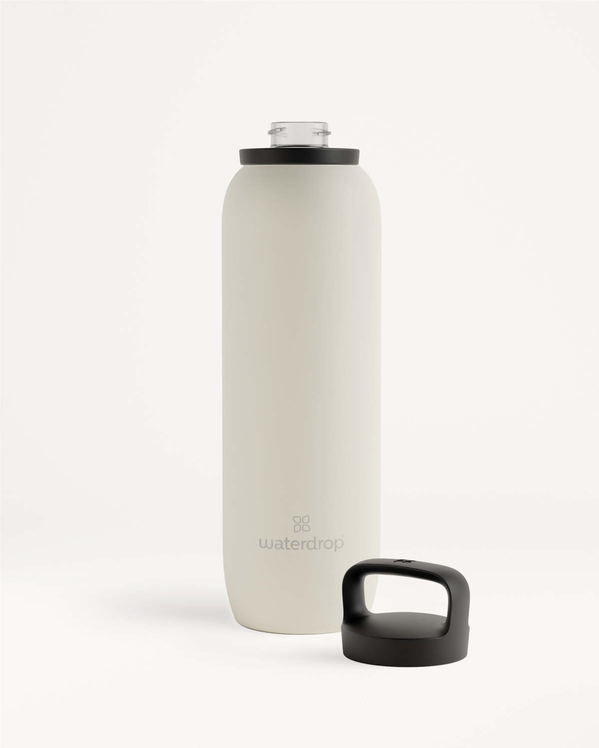 All-Purpose Thermo · Spout Lid, weiße Wasserflasche, Nahaufnahme.